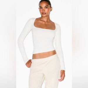 Skims Cotton Jersey Scoop Neck Long Sleeve Tee